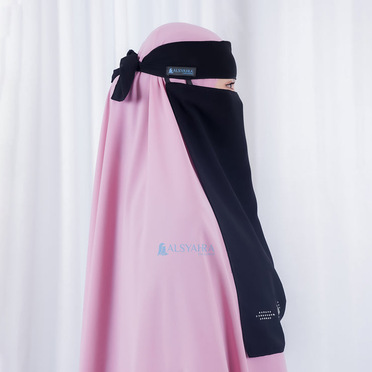 Alsyahra Exclusive Niqab Bandana Pulldown Mediterania Sifon Silk Jetblack