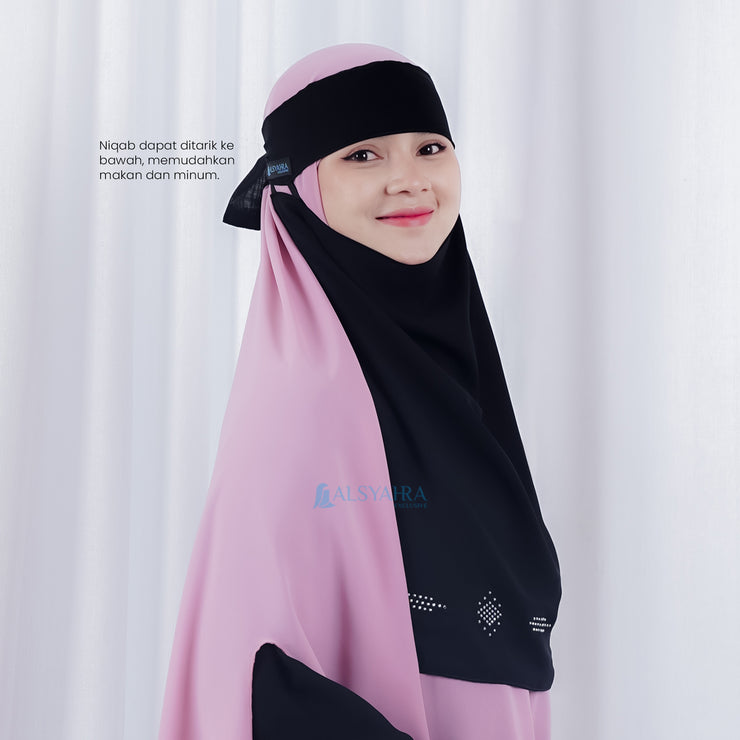 Alsyahra Exclusive Niqab Bandana Pulldown Mediterania Sifon Silk Jetblack