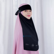 Alsyahra Exclusive Niqab Bandana Pulldown Mediterania Sifon Silk Jetblack