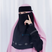 Alsyahra Exclusive Niqab Bandana Pulldown Mediterania Sifon Silk Jetblack