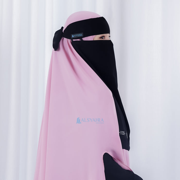 Alsyahra Exclusive Niqab Bandana Pulldown Mediterania Sifon Silk Jetblack