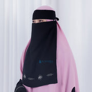 Alsyahra Exclusive Niqab Bandana Pulldown Mediterania Sifon Silk Jetblack