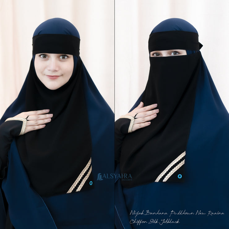 Niqab Bandana Pulldown New Raaina Sifon Jetblack Alsyahra Exclusive