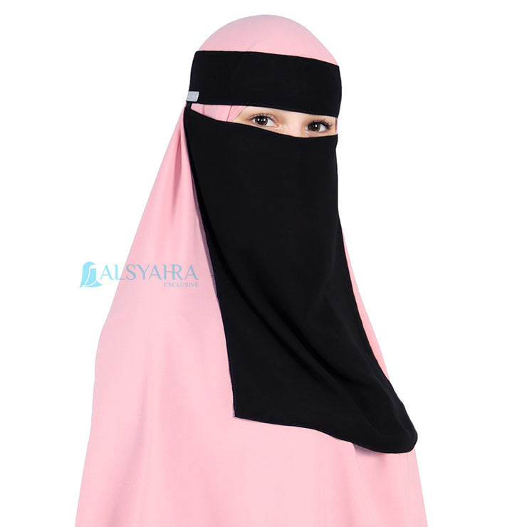 Alsyahra Exclusive Niqab Bandana Style Saudi Sifon Jetblack