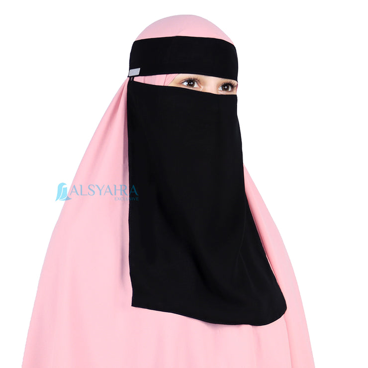 Alsyahra Exclusive Niqab Bandana Style Saudi Sifon Jetblack