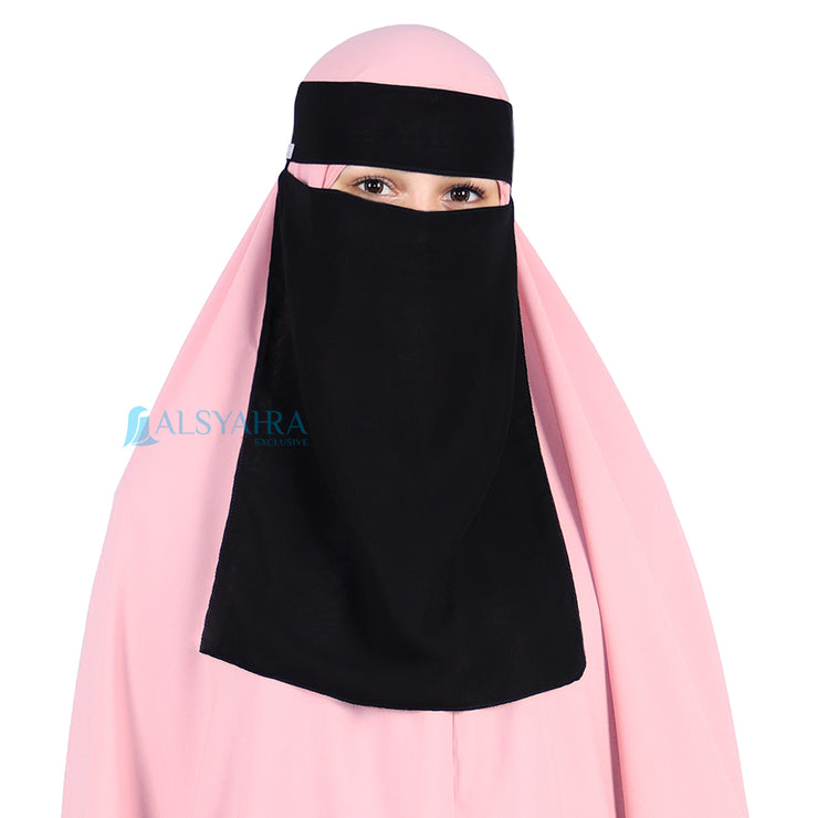 Alsyahra Exclusive Niqab Bandana Style Saudi Sifon Jetblack