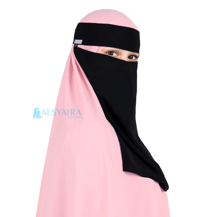 Alsyahra Exclusive Niqab Bandana Style Saudi Sifon Jetblack