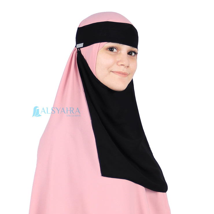 Alsyahra Exclusive Niqab Bandana Style Saudi Sifon Jetblack