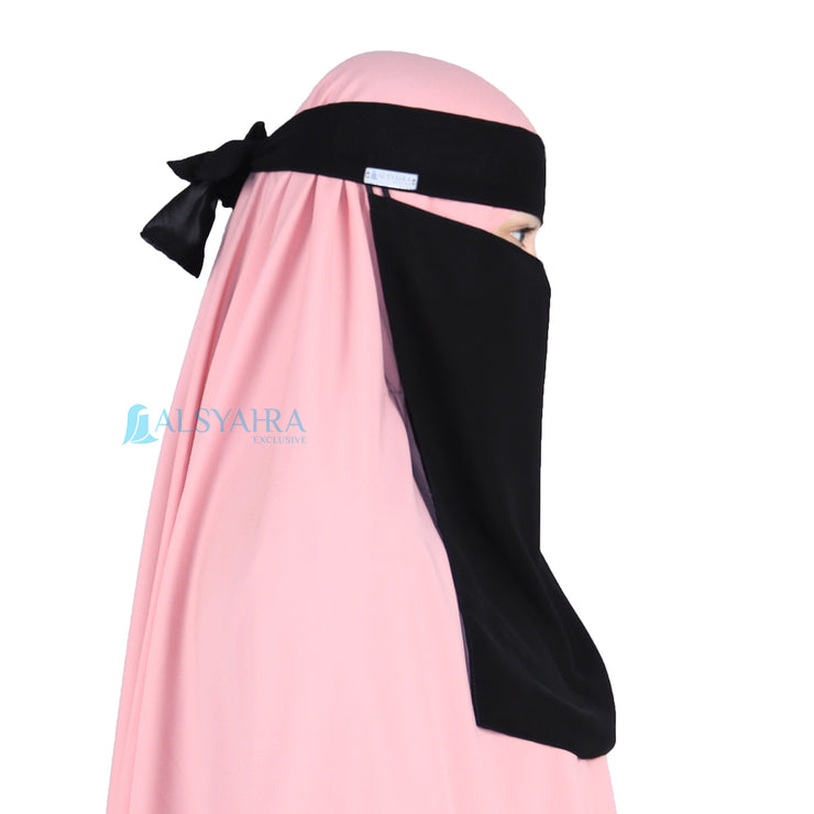 Alsyahra Exclusive Niqab Bandana Style Saudi Sifon Jetblack