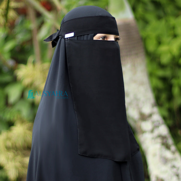 Alsyahra Exclusive Niqab Bandana Style Saudi Sifon Jetblack