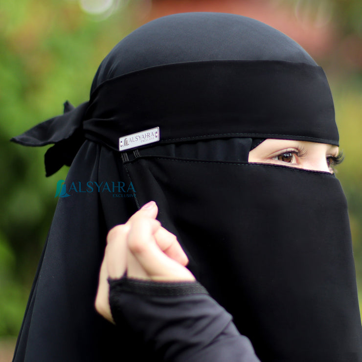 Alsyahra Exclusive Niqab Bandana Style Saudi Sifon Jetblack