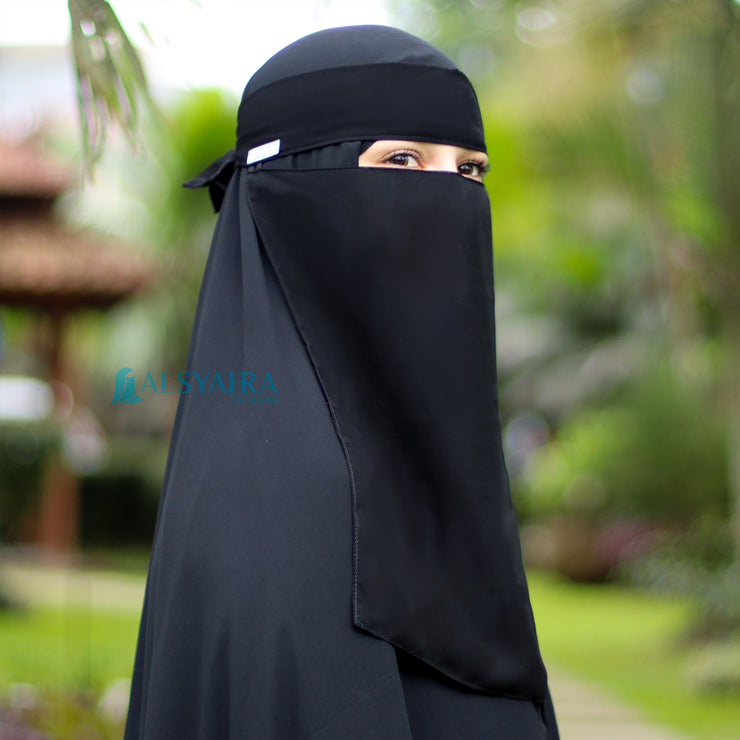 Alsyahra Exclusive Niqab Bandana Style Saudi Sifon Jetblack