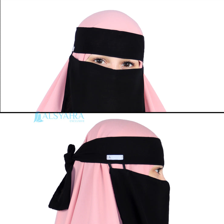 Alsyahra Exclusive Niqab Bandana Style Saudi Sifon Jetblack