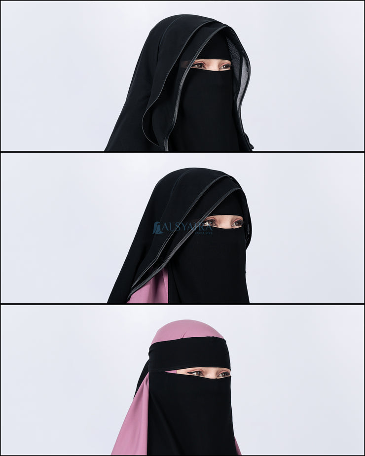 Niqab New Butterfly 2 Layer Chiffon Silk Jetblack Alsyahra Exclusive