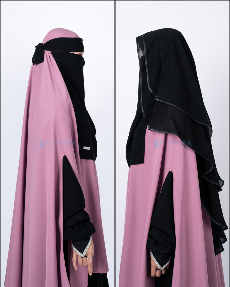 Niqab New Butterfly 2 Layer Chiffon Silk Jetblack Alsyahra Exclusive