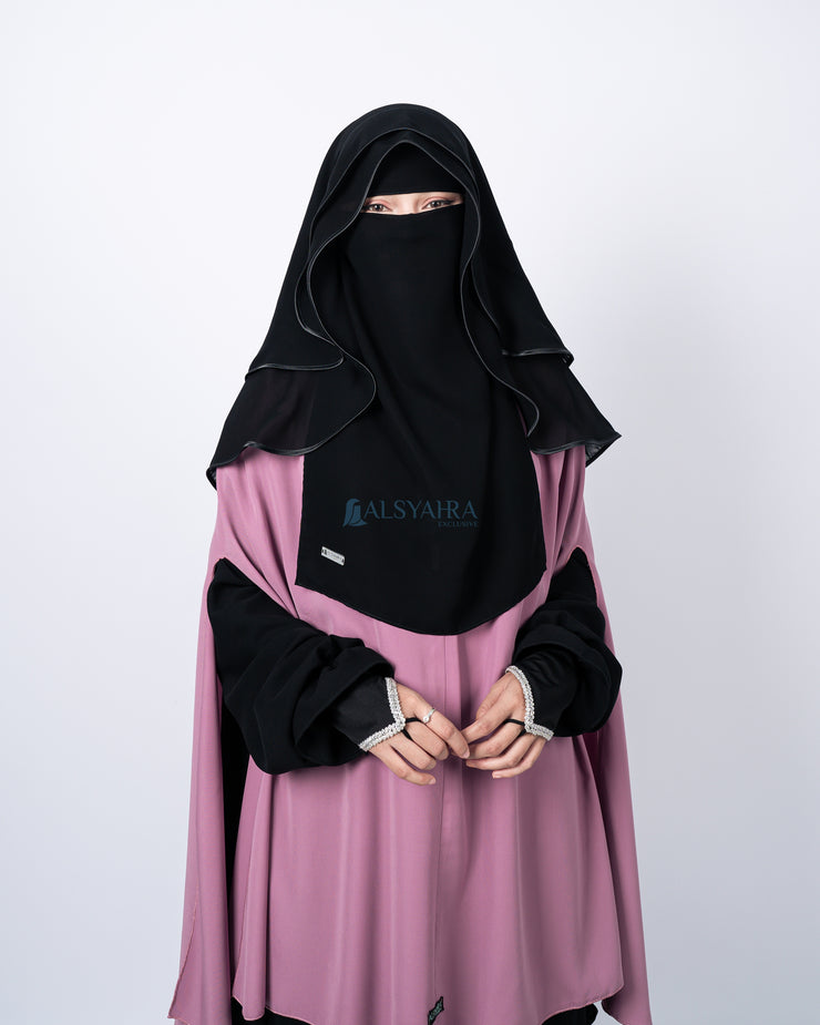 Niqab New Butterfly 2 Layer Chiffon Silk Jetblack Alsyahra Exclusive