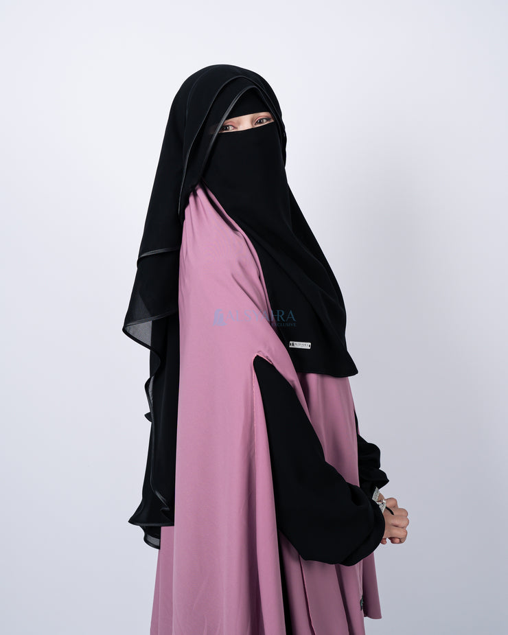 Niqab New Butterfly 2 Layer Chiffon Silk Jetblack Alsyahra Exclusive