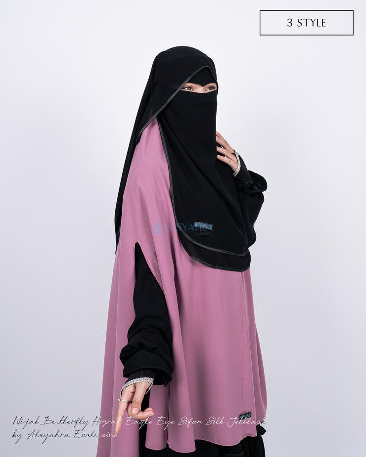 Niqab Butterfly Hijrah Eagle Eye Chiffon Silk Jetblack Alsyahra Exclusive