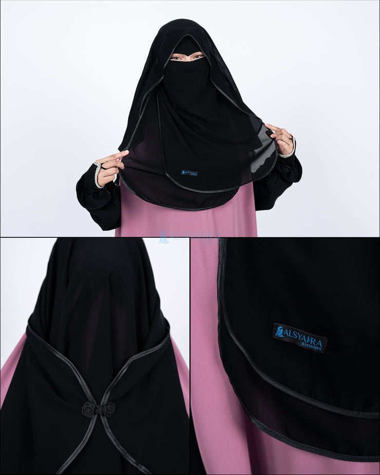 Niqab Butterfly Hijrah Eagle Eye Chiffon Silk Jetblack Alsyahra Exclusive