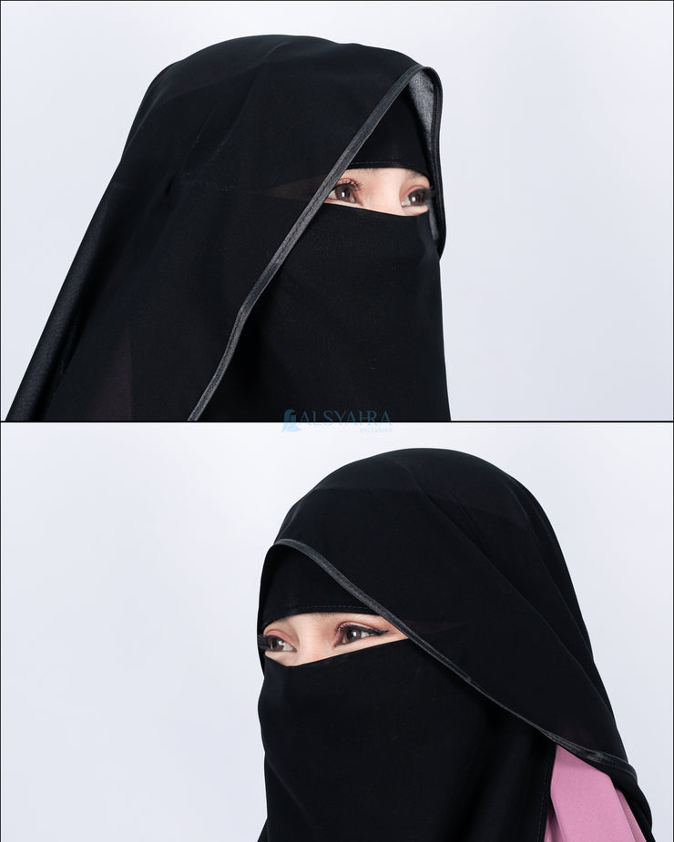 Niqab Butterfly Hijrah Chiffon Silk Jetblack Alsyahra Exclusive