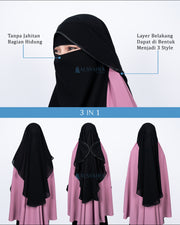 Niqab Butterfly Hijrah Chiffon Silk Jetblack Alsyahra Exclusive