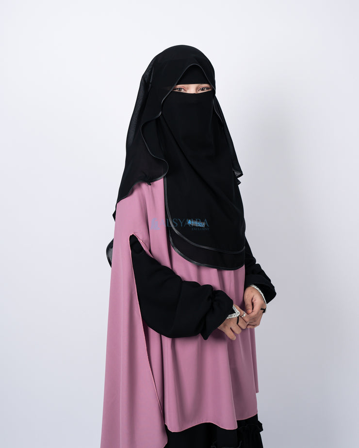 Niqab Butterfly Hijrah Chiffon Silk Jetblack Alsyahra Exclusive