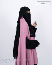 New Niqab Butterfly Kancing Chiffon Silk Jetblack Alsyahra Exclusive