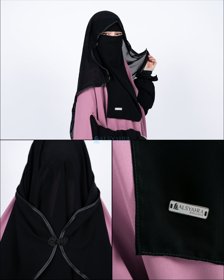 New Niqab Butterfly Kancing Chiffon Silk Jetblack Alsyahra Exclusive