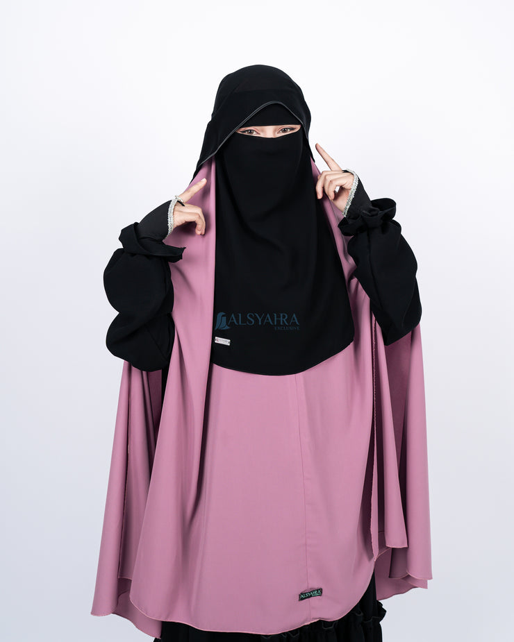 New Niqab Butterfly Kancing Chiffon Silk Jetblack Alsyahra Exclusive
