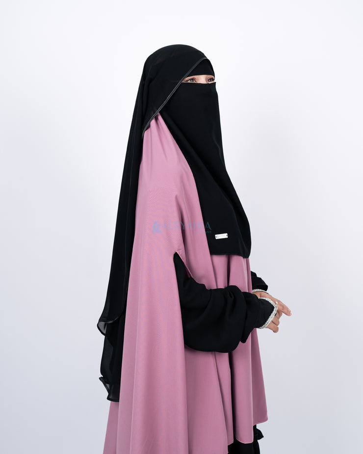 New Niqab Butterfly Kancing Chiffon Silk Jetblack Alsyahra Exclusive