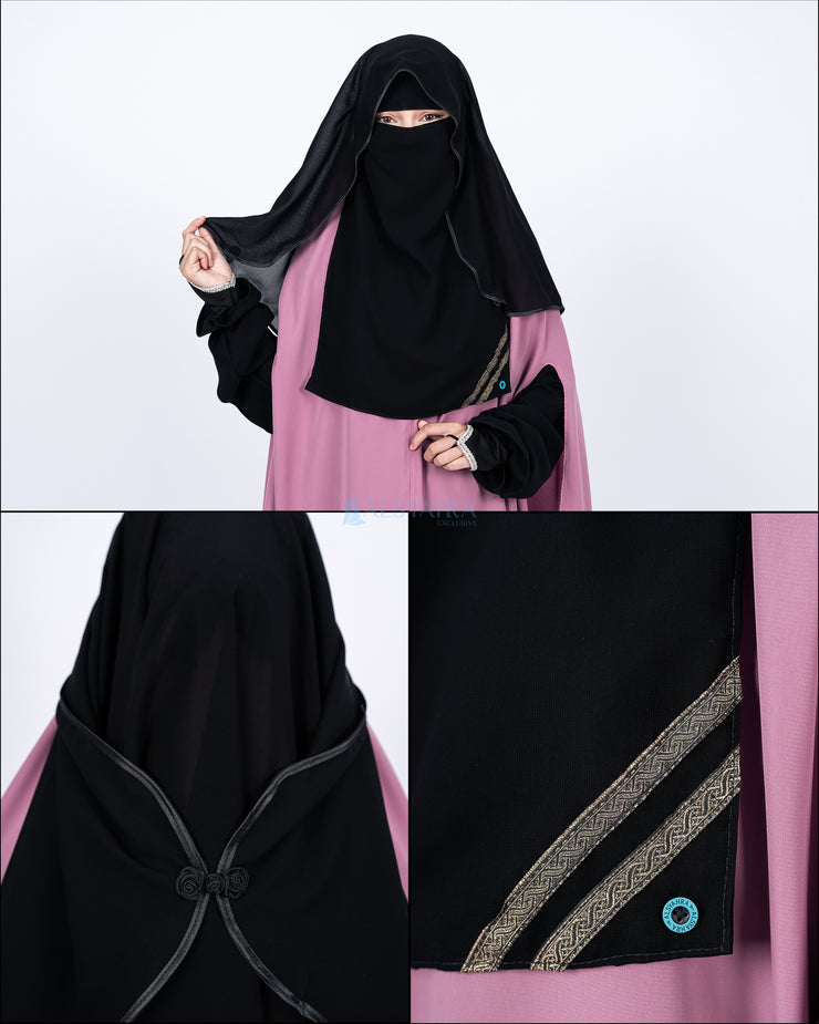 Niqab Butterfly Kiswah Sifon Silk Jetblack Alsyahra Exclusive