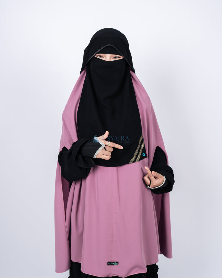Niqab Butterfly Kiswah Sifon Silk Jetblack Alsyahra Exclusive