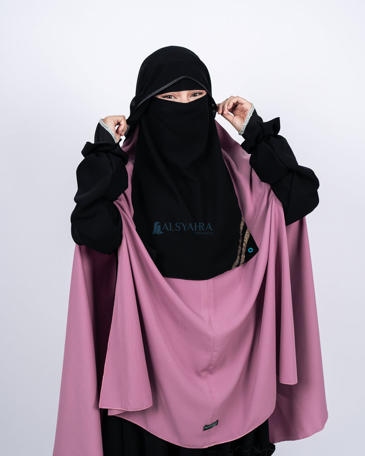 Niqab Butterfly Kiswah Sifon Silk Jetblack Alsyahra Exclusive