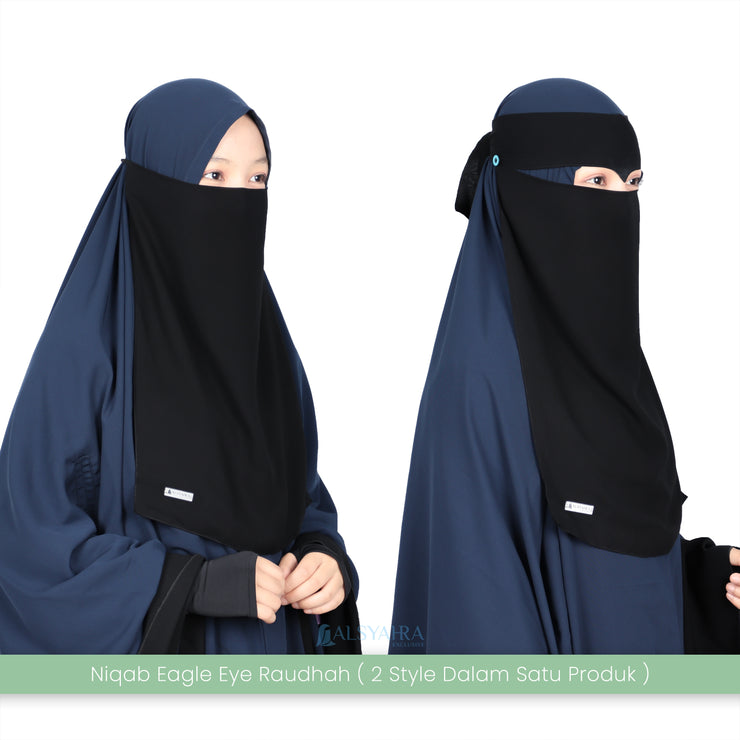 Niqab Bandana Eagle Eye Raudhah Sifon Jetblack Alsyahra Exclusive