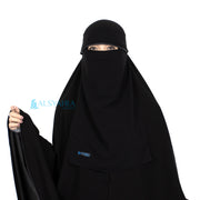 Alsyahra Exclusive Flap Niqab Poni Bisban Chiffon Silk Jetbalck