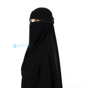 Alsyahra Exclusive Flap Niqab Poni Bisban Chiffon Silk Jetbalck