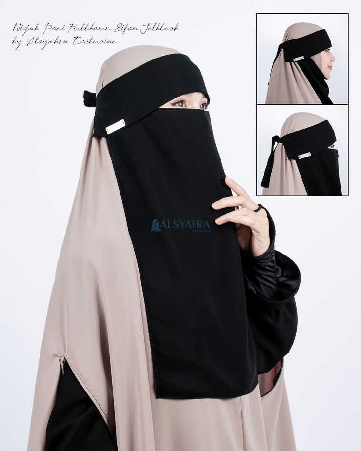 Niqab Poni Pulldown Sifon Silk Jetblack Alsyahra Exclusive
