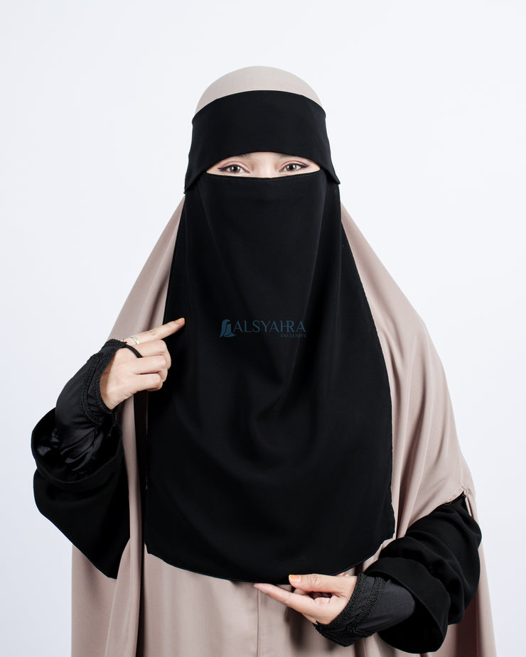 Niqab Poni Pulldown Sifon Silk Jetblack Alsyahra Exclusive