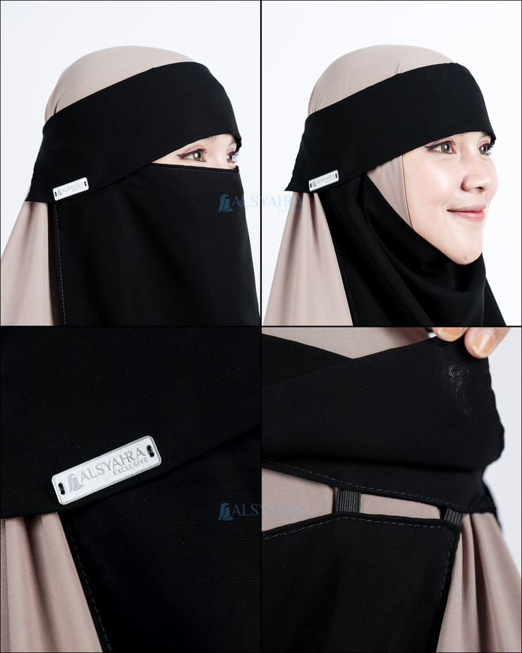 Niqab Poni Pulldown Sifon Silk Jetblack Alsyahra Exclusive