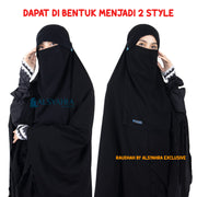 Alsyahra Exclusive Niqab Poni Kancing Raudhah Sifon Jetblack