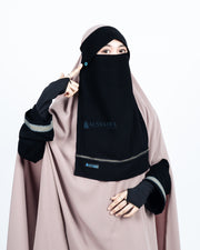 Niqab Poni Kancing Raudhah Silsila Sifon Jetblack Alsyahra Exclusive