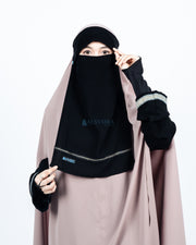 Niqab Poni Kancing Raudhah Silsila Sifon Jetblack Alsyahra Exclusive