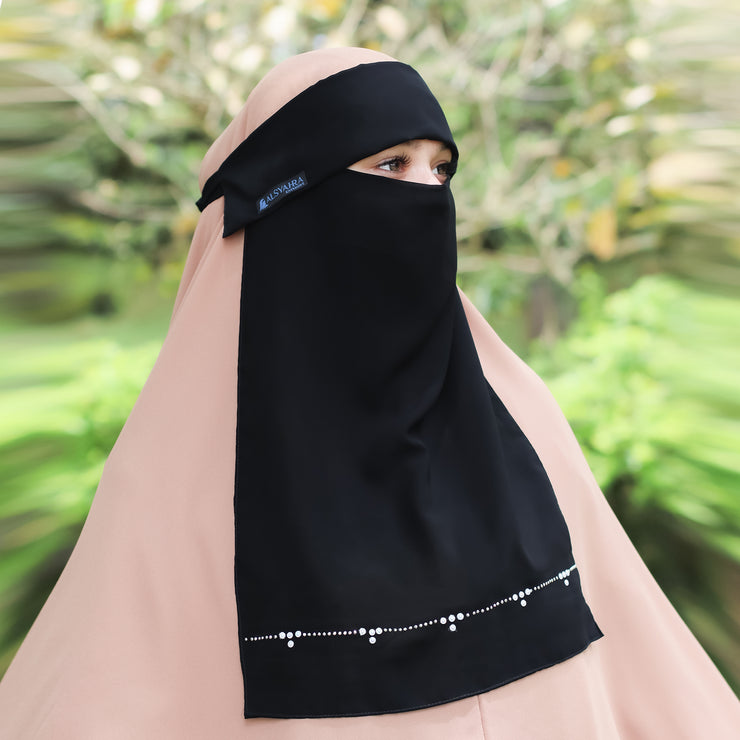 Alsyahra Exclusive Niqab Poni Kapadokya Sifon Silk Jetblack