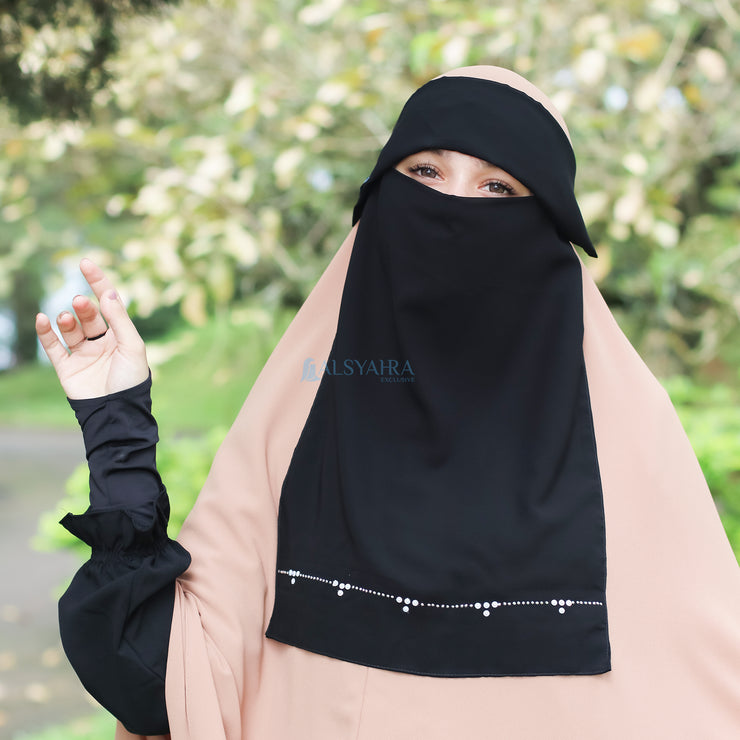 Alsyahra Exclusive Niqab Poni Kapadokya Sifon Silk Jetblack