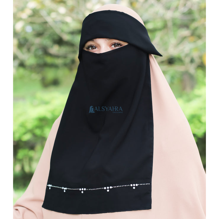 Alsyahra Exclusive Niqab Poni Kapadokya Sifon Silk Jetblack