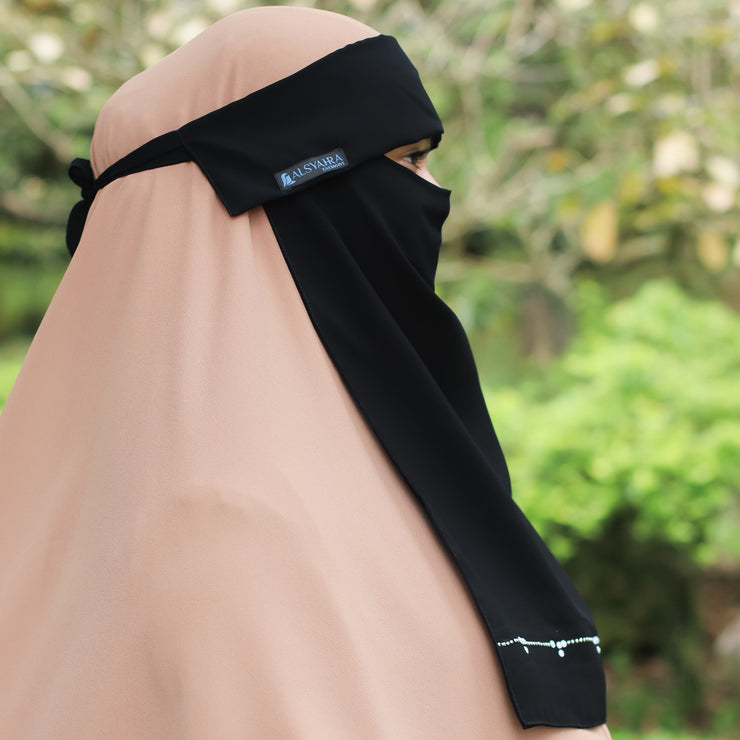 Alsyahra Exclusive Niqab Poni Kapadokya Sifon Silk Jetblack