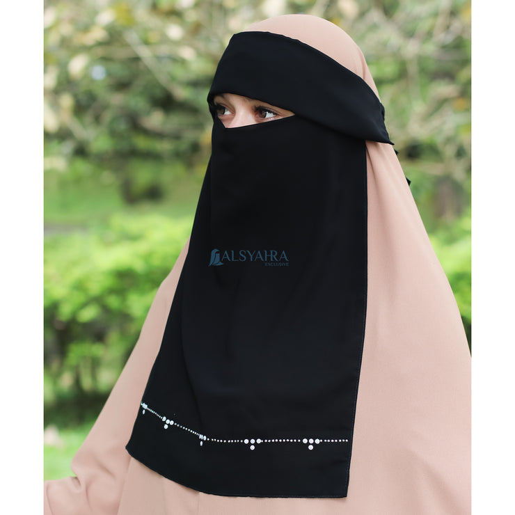 Alsyahra Exclusive Niqab Poni Kapadokya Sifon Silk Jetblack