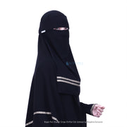 Niqab Poni Kiswah Stripe Sifon Silk Jetblack Alsyahra Exclusive