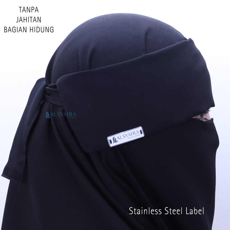 Niqab Poni Kiswah Stripe Sifon Silk Jetblack Alsyahra Exclusive