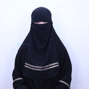 Niqab Poni Kiswah Stripe Sifon Silk Jetblack Alsyahra Exclusive